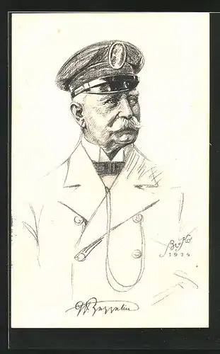 Künstler-AK Graf Zeppelin in Uniform 1914