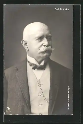 AK Portrait Graf Zeppelin im Anzug mit Fliege