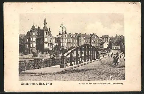 Passepartout-AK Neunkirchen / Saar, Neue Brücke & Brückenstrasse