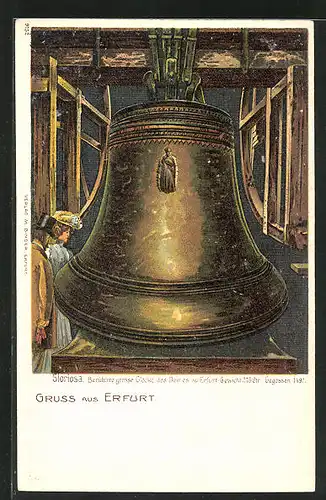 Lithographie Erfurt, Berühmte grosse Glocke des Domes