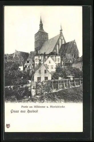 AK Rostock, Partie am Mühlentor und Nicolaikirche