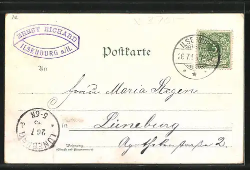 Vorläufer-Lithographie Ilsenburg a. H., 1895, Hotel Prinzess Ilse, Ilsefälle, Ilsestein