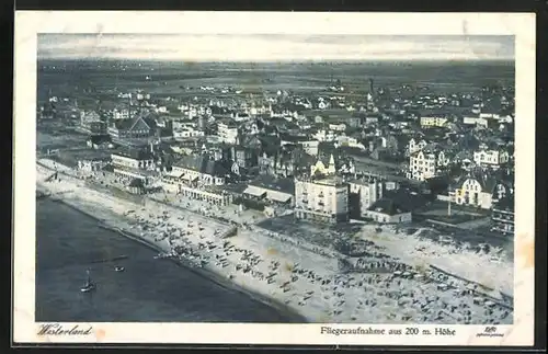 AK Westerland, Fliegeraufnahme vom Strand