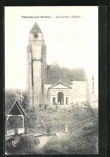 AK Thorigny-sur-Oreuse, Le Lavoir & l`Eglise