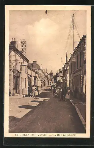 AK Bléneau, La Rue d`Orléans, Strassenpartie