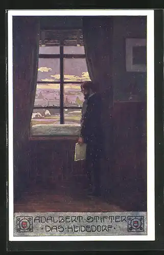 Künstler-AK Ernst Kutzer: Mann steht am Fenster, Adalbert Stifter