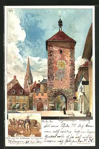 Künstler-AK Heinrich Kley: Freiburg, Schwabenthor gegen Münster