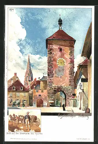 Künstler-AK Heinrich Kley: Freiburg, Schwabentor gegen Münster