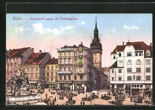 AK Brünn / Brno, Krautmarkt gegen die Rathausgasse