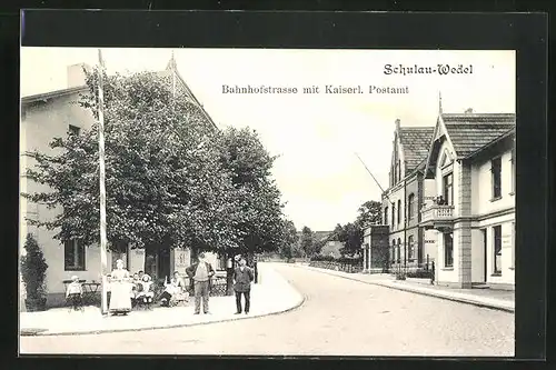 AK Schulau-Wedel, Gasthaus an der Bahnhofstrasse und Kaiserliches Postamt
