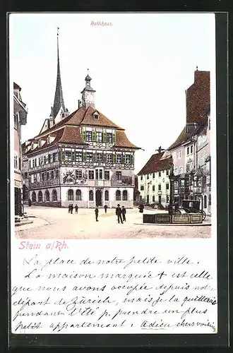 AK Stein a. Rh., Rathaus mit Bunnen