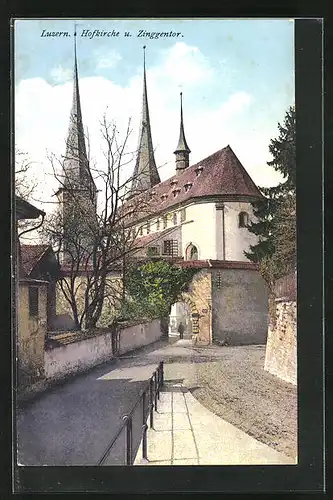 AK Luzern, Hofkirche und Zinggentor