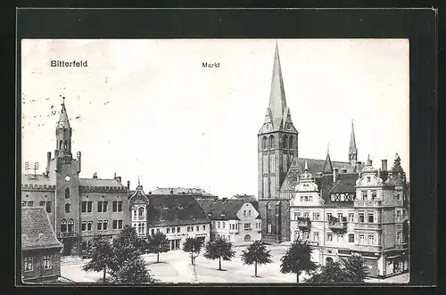 AK Bitterfeld, Markt aus der Vogelschau