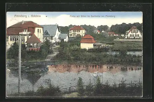 AK Pinneberg, Partie mit Villen im Quellental