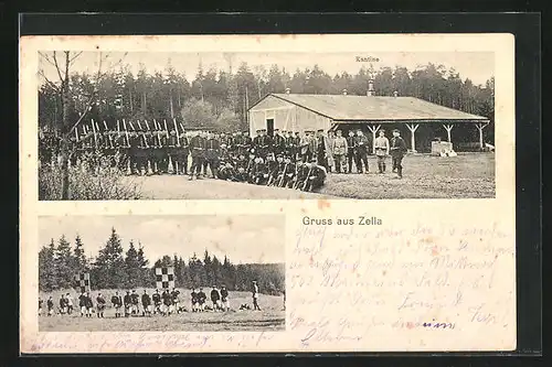 AK Grossvoigtsberg / Zella, Truppenübungsplatz, Kantine mit Soldaten