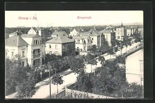 AK Coswig i. Sa., Königsstrasse mit Tusculum