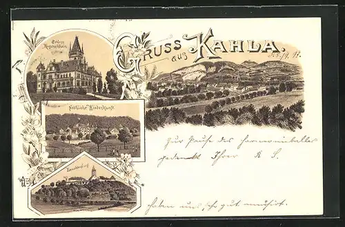 Lithographie Kahla, Fröhliche Wiederkunft, Leuchtenburg, Schloss Hummelshain