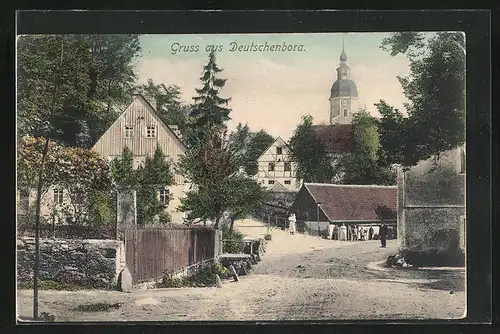 AK Deutschenbora, Ortspartie mit Anwohnern