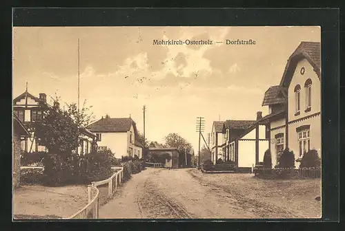 AK Mohrkirch-Osterholz, Dorfstrasse mit Bäumen