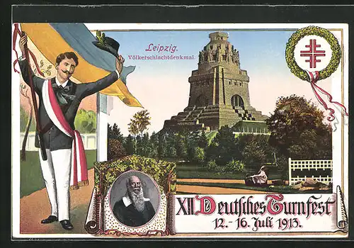 AK Leipzig, XII. Deutsches Turnfest 1913, Völkerschlachtdenkmal