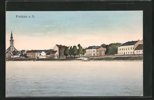 AK Pöchlarn a.d. Donau, Blick von der Donau zum Ort