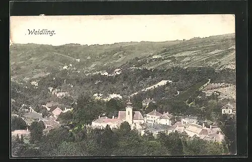 AK Weidling, Gesamtansicht aus der Vogelschau
