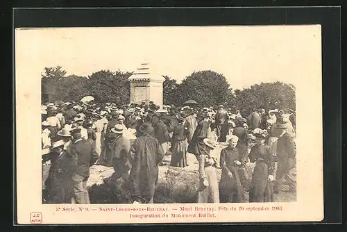 AK Saint-Lèger-sous-Beuvray, Mont Beuvray, Fete du 20 septembre 1903, Inauguration du Monument Bulliot
