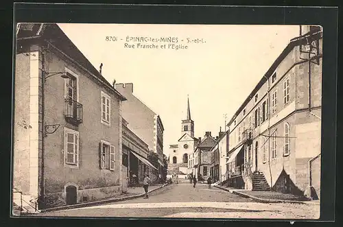 AK Èpinac-les-Mines, Rue Franche et l`Eglise
