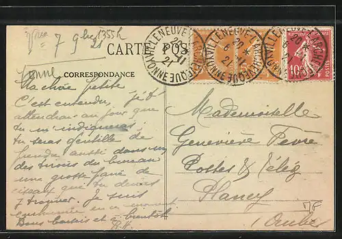 AK Villeneuve-l’Archevêque, Route de Sens à Troyes