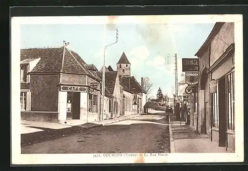 AK Courlon, La Rue Haute, Strassenpartie