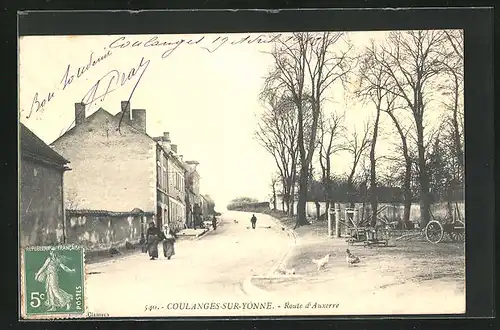 AK Coulanges-sur-Yonne, Route d`Auxerre, Strassenpartie