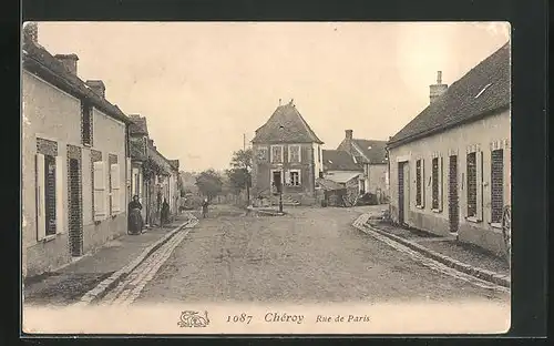 AK Chèroy, Rue de Paris, Strassenpartie
