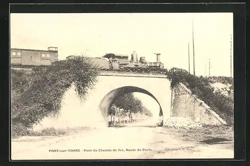 AK Pont-sur-Yonne, Pont du Chemin de fer, Route de Paris