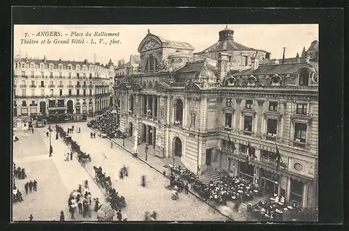 AK Angers, Place du Ralliement, Théatre et le Grand Hotel
