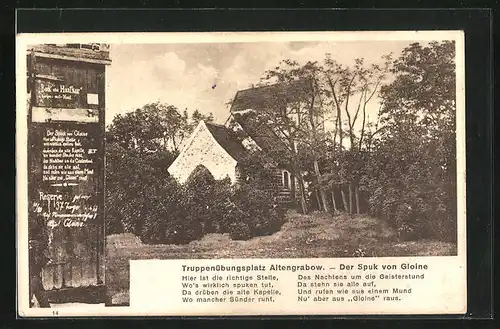 AK Altengrabow, Truppenübungsplatz, Kapelle, Text Der Spuk von Gloine