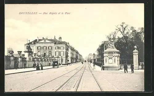 AK Brüssel / Bruxelles, Rue Royale et le Parc