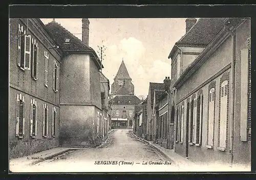 AK Sergines, La Grande Rue, L`Eglise