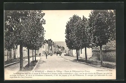 AK Armeau, Entree du Village, Route de Villeneuve-Yonne