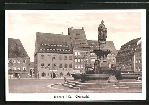 AK Freiberg i.S., am Brunnen auf dem Obermarkt