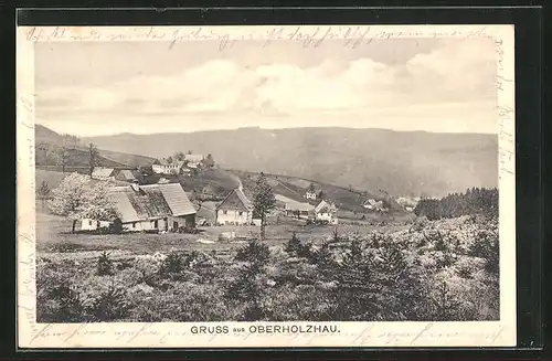 AK Oberholzhau, Blick auf den Ort und das Tal
