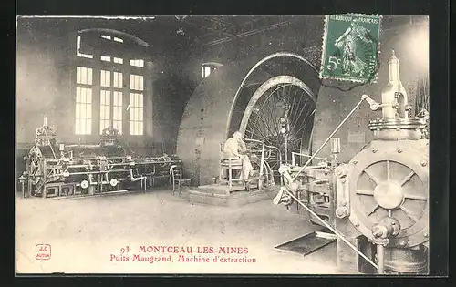 AK Montceau-les-Mines, Puits Maugrand, Machine d`extraction, Maschinenraum im Kohlebergwerk