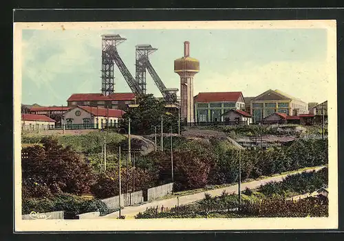 AK Montceau-les-Mines, Au Pays Minier, Le Puits Darcy, Blick zur Kohleförderanlage