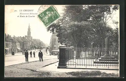 AK Le Creusot, Monument Schneider et Route de Couches