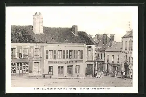 AK Saint-Sauveur-en-Puisaye, La Place, Rue Saint-Claude