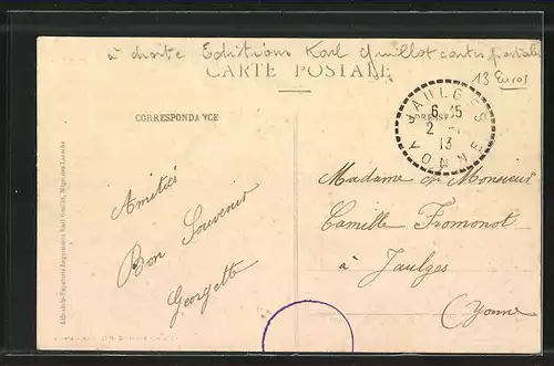 AK Migennes-Laroche, L`Avenue de la Mairie, Passanten auf der Strasse