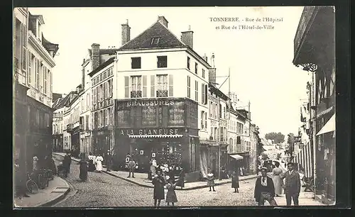 AK Tonnerre, Rue de l`Hopital et Rue de l`Hotel-de-Ville