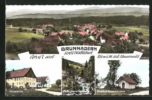 AK Brunnadern, Gesamtansicht, Ortspartie, Kapelle Tiefenhäusern, Albtal Teufelsküche