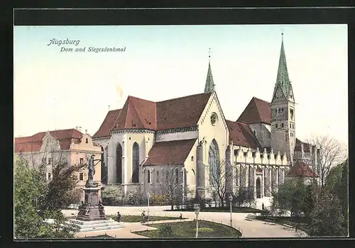 AK Augsburg, Dom und Siegesdenkmal