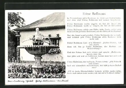 AK Brandenburg /Havel, Fritze-Bollmann-Denkmal mit Lied