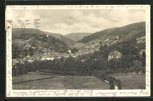 AK Sonneberg i. Thür., Ortsansicht aus der Vogelschau